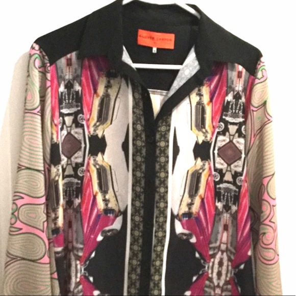 Clover Canyon crepe mixed print patterned blouse - Picture 3 of 6